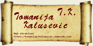 Tomanija Kalušević vizit kartica